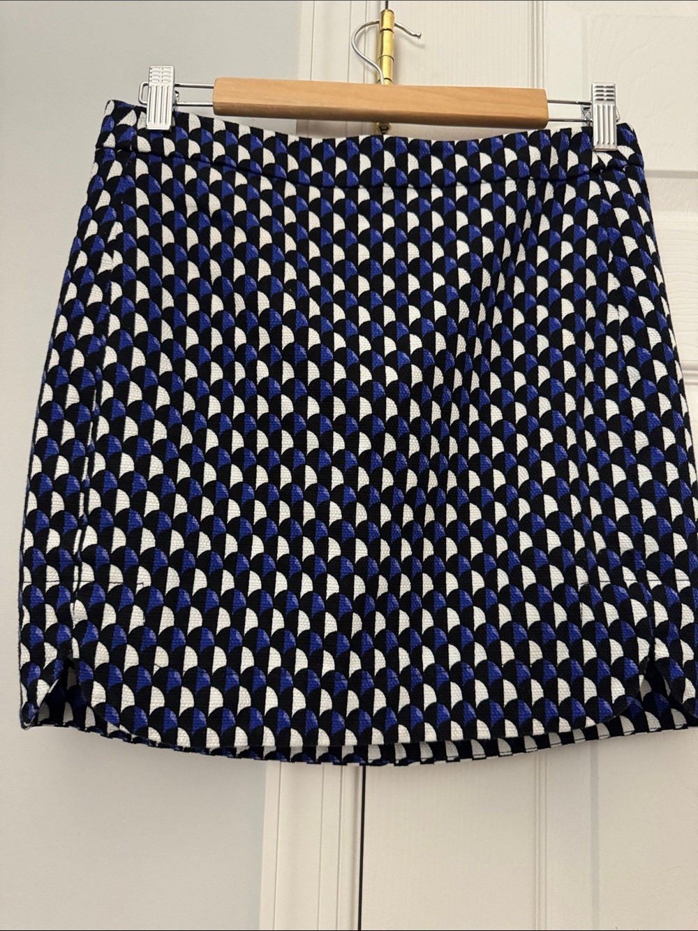 J. Crew Blue, Black & White Geometric Mini Skirt